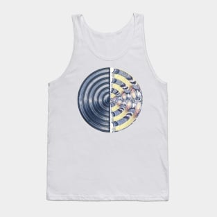 Record round in pale blue and yellow bubbles Tank Top